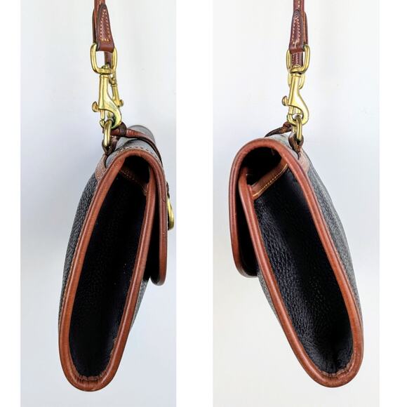 Dooney & Bourke AWL Leather Crossbody Envelope Clutch Black British Tan VTG 90s - Picture 6 of 11